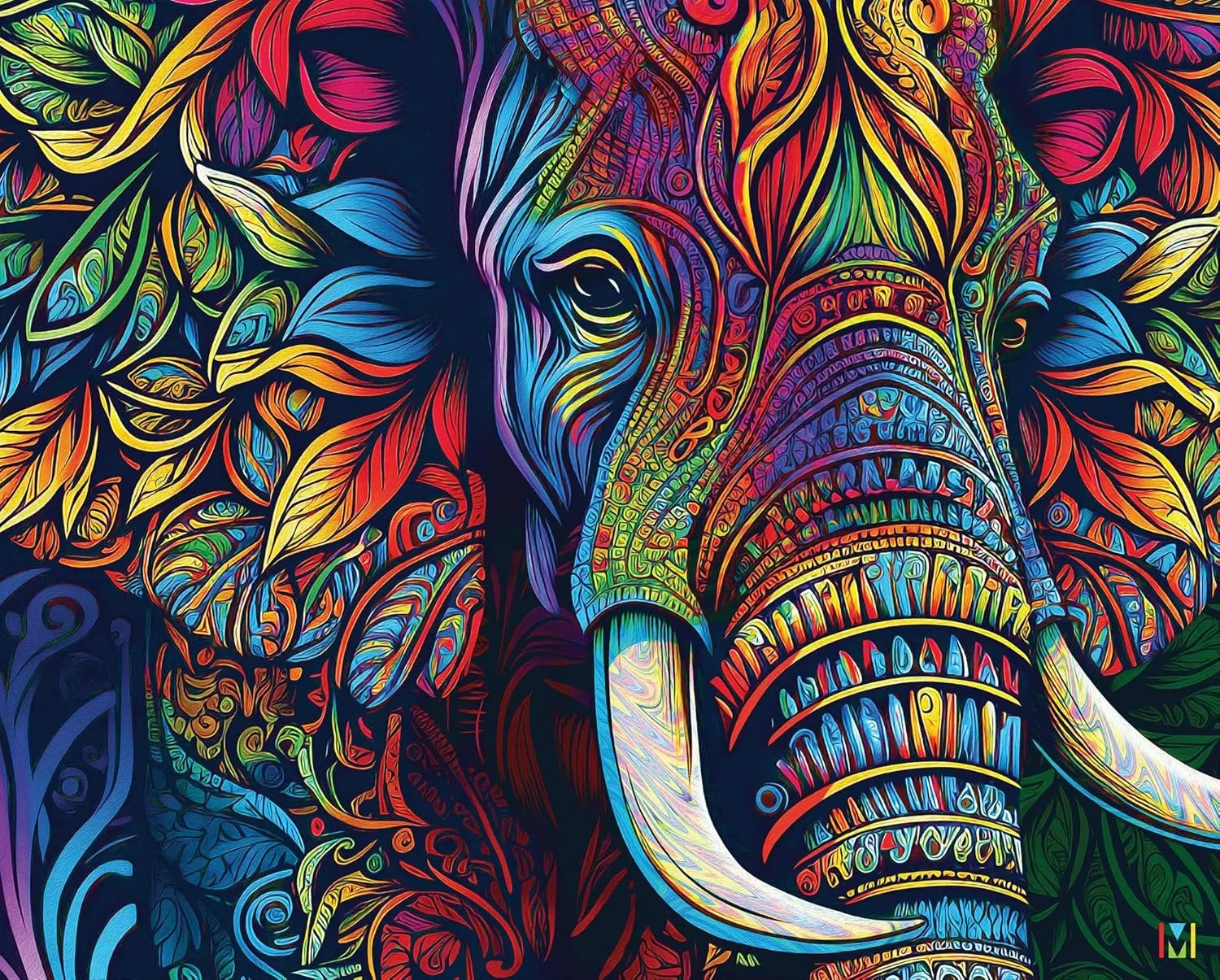 Artist Michael overdue therapy whale upon incise memorial David Ward Springbok Elephant Mandala 1000 Piece Jigsaw Puzzle for Adults - Take Off on a Wild Adventure with This Colorful Image by 