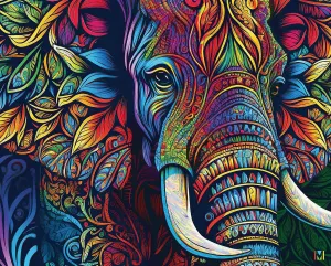 Artist Michael overdue therapy whale upon incise memorial David Ward Springbok Elephant Mandala 1000 Piece Jigsaw Puzzle for Adults - Take Off on a Wild Adventure with This Colorful Image by 