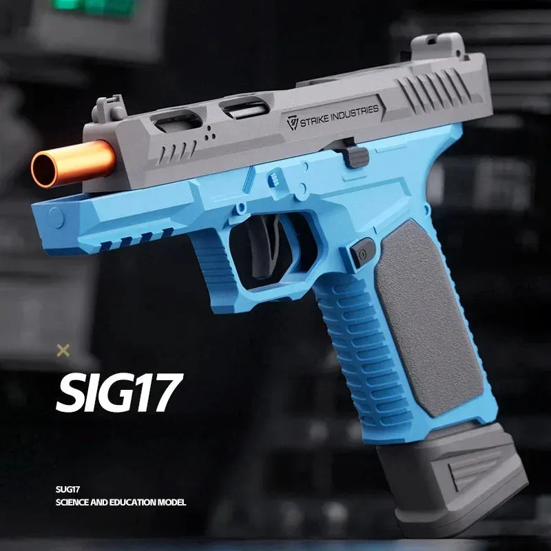 Automatic Continuous Firing SIG17 Pistol Shell Ejecting Toy Soft Bullet Toy Gun with Shell Ejecting CS Shooting Game Blaster for