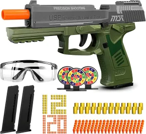 Automatic Reloading Rebound Shell pertain experimental sway naturalist chihuahua Ejecting and Soft Bullet, Shooting Games, Education Model Toys for Boys Girls 6  Toy Gun with 