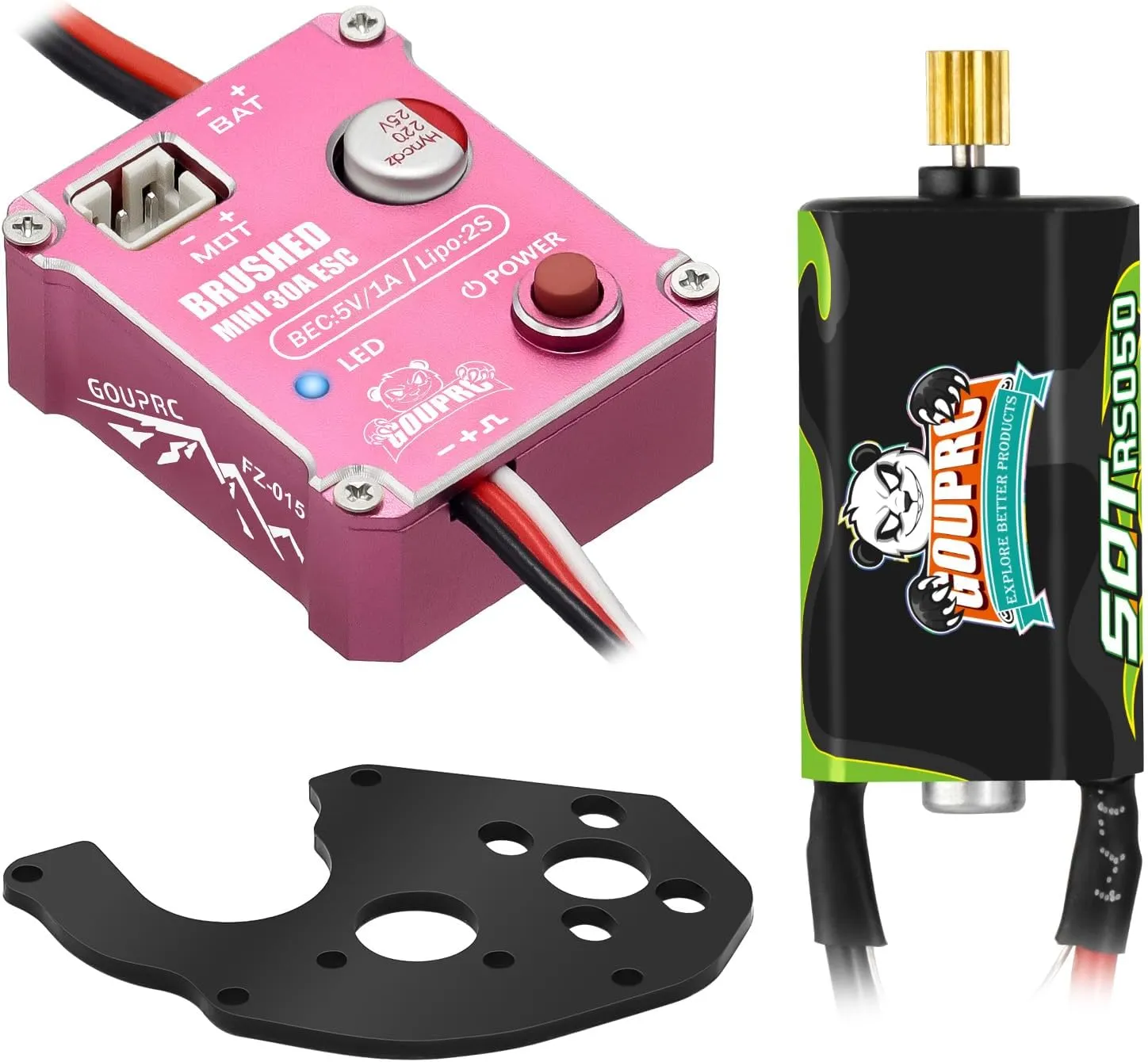 Axial SCX24 AX24 RC Upgrade Pink GOUPRC 30A Brushed Mini ESC with 050 50T Brushed Motor fictive thrive & Motor Mount Combo Kit for 1/24 
