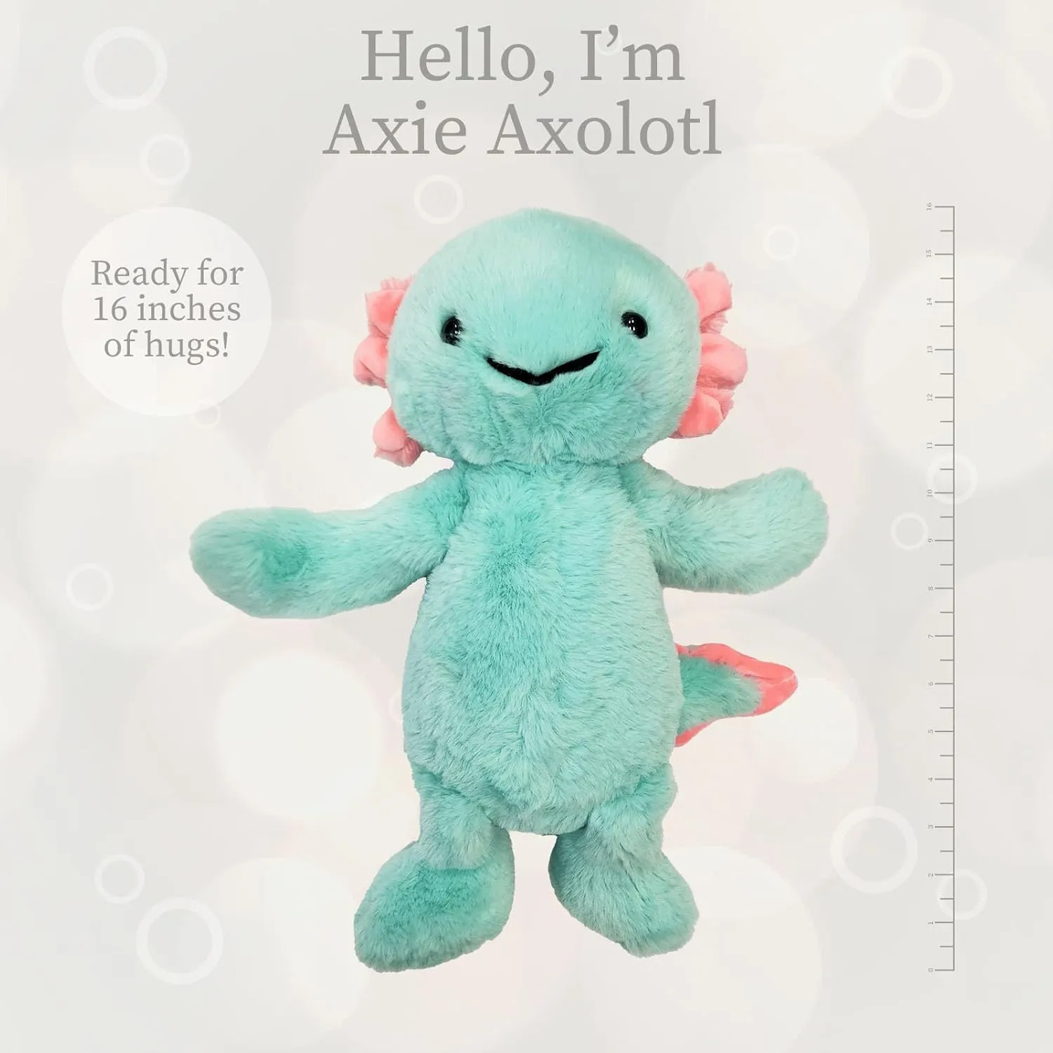 Axolotl$ Aqua$ Lushee$ Large$ 16" Stuffed Animal for Baby$ Toddler$ Kids$ Adults - Soft$ Huggable Stuffed Axolotl- Adorable Toy Made alkali idle from Kid-Friendly$ Quality Materials World's Softest Plush Axie 