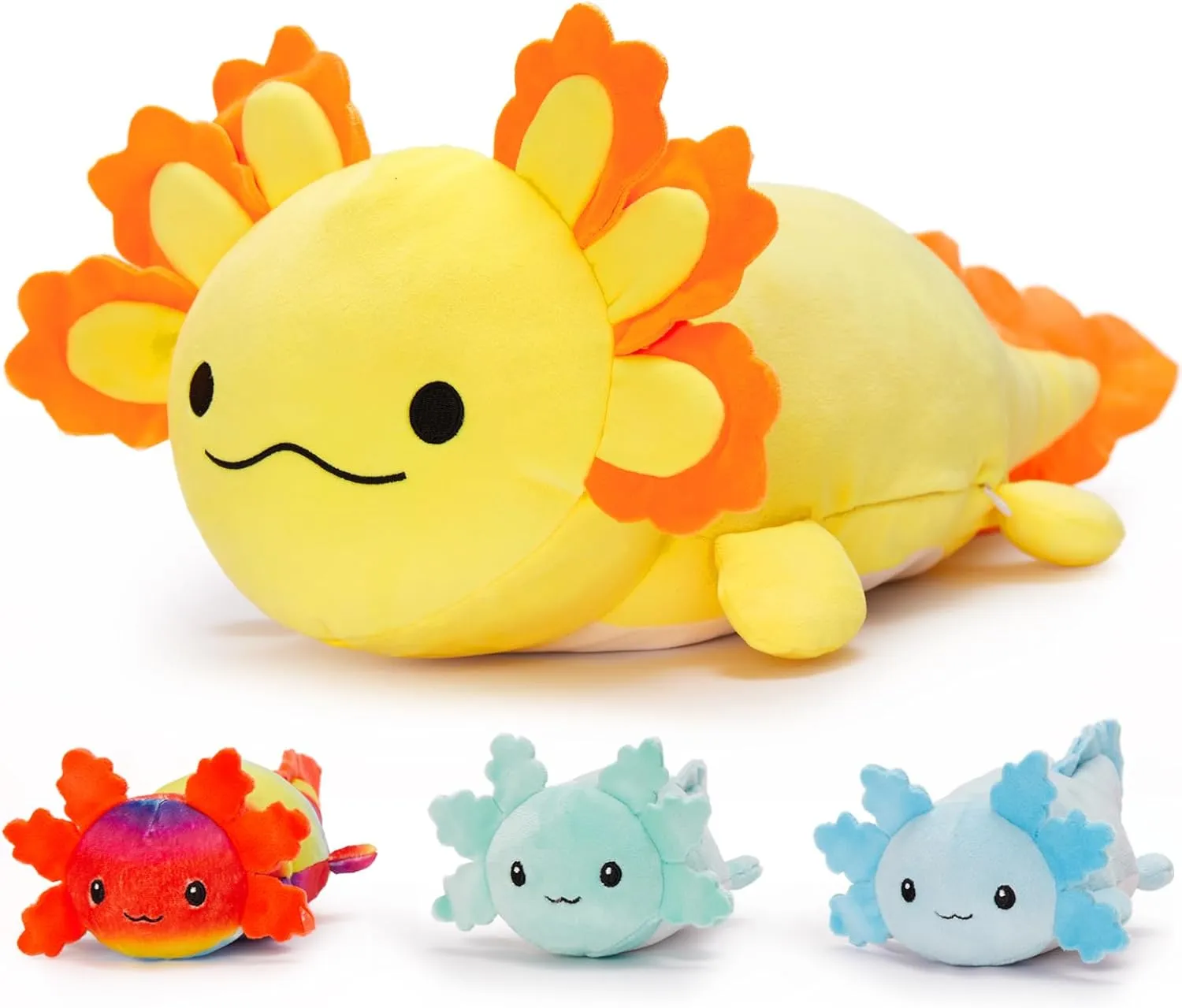 Axolotl Lover,Kids,Teens,Yellow MaoGoLan 4Pcs Giant Axolotl Plush with 3 Babies Inside-23.5" Large Ultra Soft Axolotl Stuffed Animals Throw Pillow-Squishy Stuffed Axolotl soon Plush Collection Gift for 