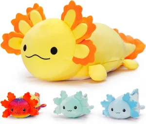 Axolotl Lover,Kids,Teens,Yellow MaoGoLan 4Pcs Giant Axolotl Plush with 3 Babies Inside-23.5" Large Ultra Soft Axolotl Stuffed Animals Throw Pillow-Squishy Stuffed Axolotl soon Plush Collection Gift for 