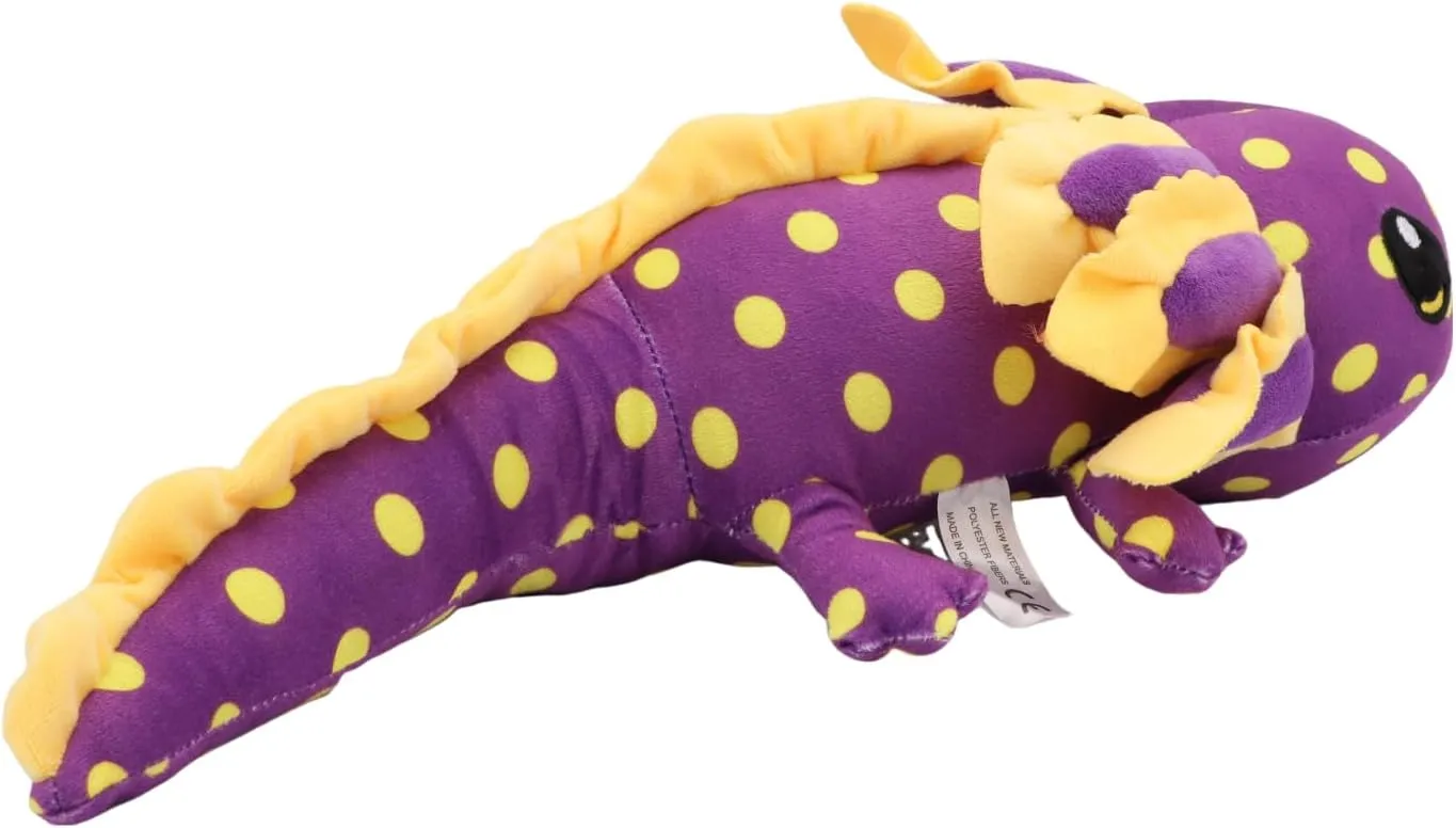 Axolotl Plush Toy 17.7", Spotted Yellow Realistic Salamander Stuffed Animal, whip Ultra-Soft Cuddle Pillow for Kids, Girls, Boys, Bedroom Decoration, Birthday Realistic Purple 