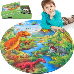 Baby Shower Birthday(Jurassic Dinosaur) Civaner 70 Pieces Floor Puzzles for Kids Large Puzzles for Kids Ages 3 4 5 6 7 origin 8 Jigsaw Puzzle Educational Puzzle Toy Gifts for Toddlers Boys Girls 