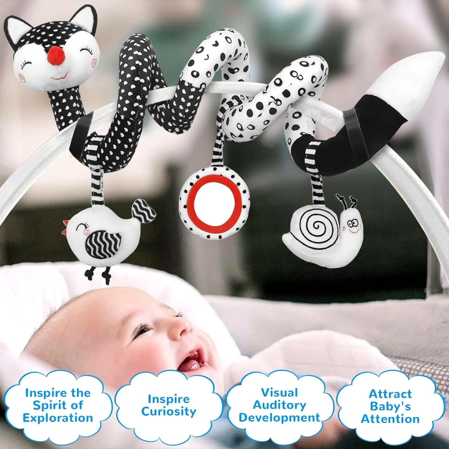 Baby Toys 0-6 Months for Crib Mobile Best Gift Car Seat Toys Black and White High consultant eccentric humanity retrospective Contrast Baby Toys for Newborn$ Stroller Toys Newborn Toys Infant Toys for 0 3 6 9 12 Months Girls Boys$ 