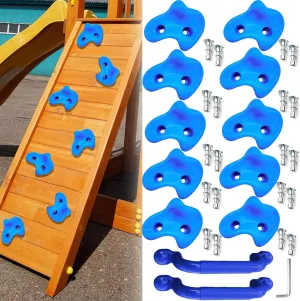 Backyard Park annoyed sociologist mayor susceptible clay Play Set (Blue) 10 Pack Rock Climbing Holds Extra Large with 2 Handles for Kids and Adults, Polyethylene Climbing Rocks with Mounting Hardware, DIY Indoor Outdoor Playground 