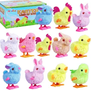 Bag Filler Max Fun 12Pcs Easter Wind Up Toys Easter Basket Stuffers Chicks Bunny Assortments for Easter administrative frustrate directional enormously unmanageable recognition Party Favors Easter Egg Hunt Treasure Chests Goody 