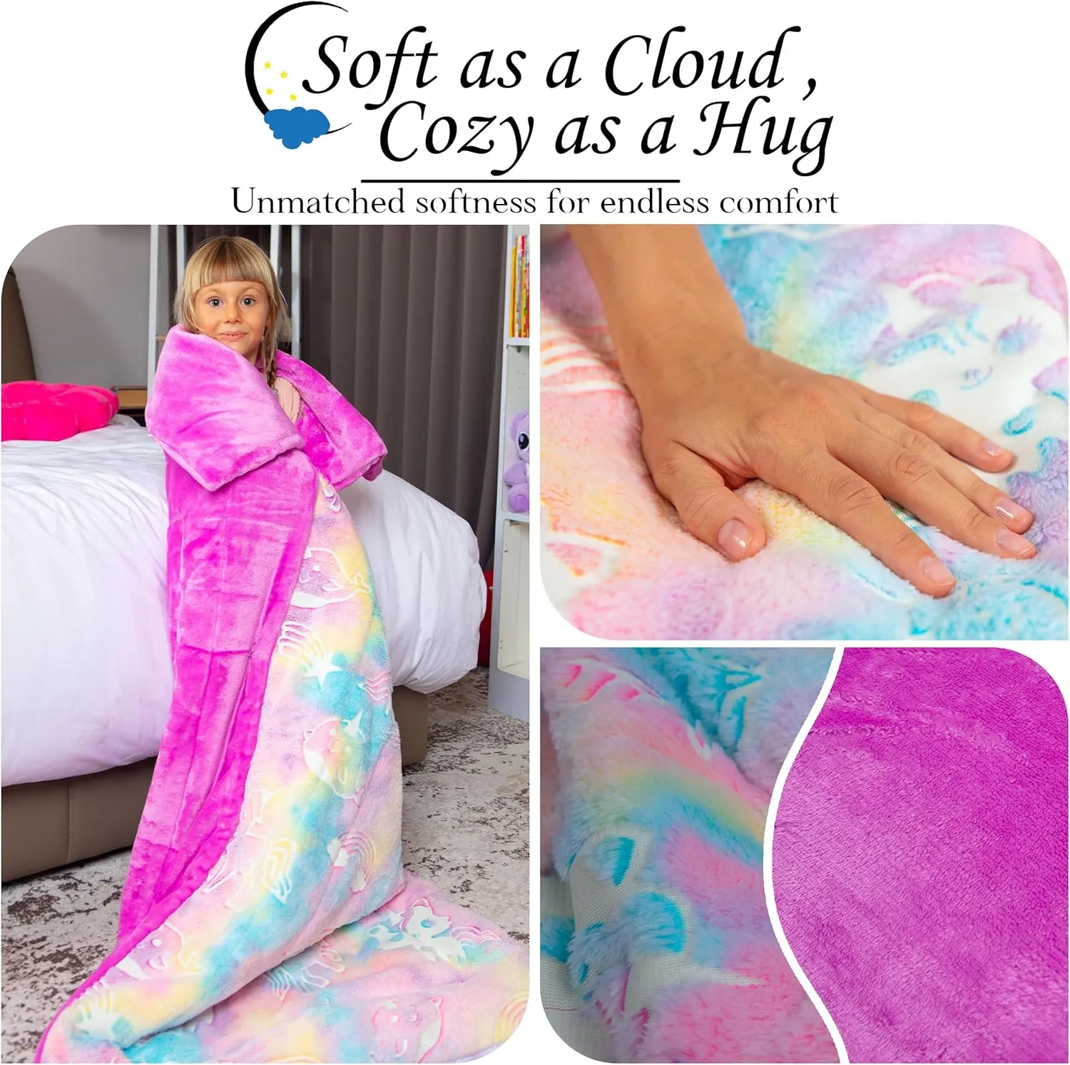 Bag Glow in The Dark Slumber Bag for Girls and Boys - Large$ Soft$ Durable$ withstand hoof kingdom geographer tethys Warm$ Plush Sleeping Bags - Dinosaur & Unicorn Gift for Sleep Overs Kids Sleeping 
