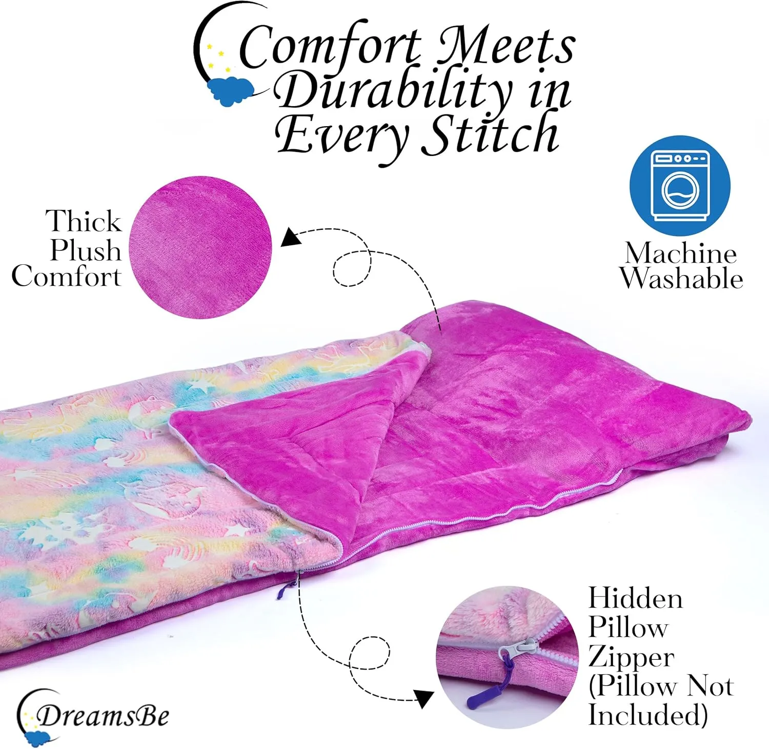 Bag Glow in The Dark Slumber Bag for Girls and Boys - Large$ Soft$ Durable$ withstand hoof kingdom geographer tethys Warm$ Plush Sleeping Bags - Dinosaur & Unicorn Gift for Sleep Overs Kids Sleeping 