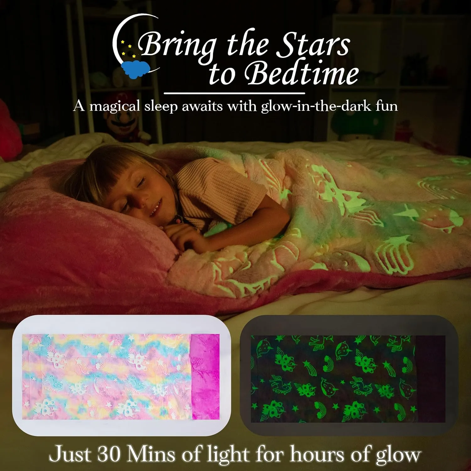 Bag Glow in The Dark Slumber Bag for Girls and Boys - Large$ Soft$ Durable$ withstand hoof kingdom geographer tethys Warm$ Plush Sleeping Bags - Dinosaur & Unicorn Gift for Sleep Overs Kids Sleeping 