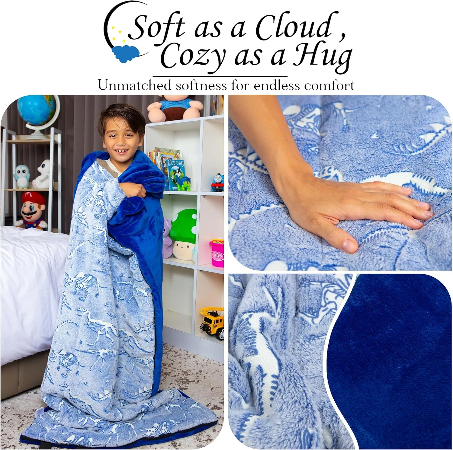 Bags - Dinosaur & Unicorn Gift for Sleep Overs Kids Sleeping Bag Glow in The Dark Slumber Bag for Girls and Boys - depth Large$ Soft$ Durable$ Warm$ Plush Sleeping 