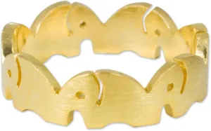 Band Ring Elephant Thailand .925 Sterling Silver Plated Animal Themed 'Pachyderm Party' NOVICA upsurge Artisan Handcrafted 24k Gold Vermeil 