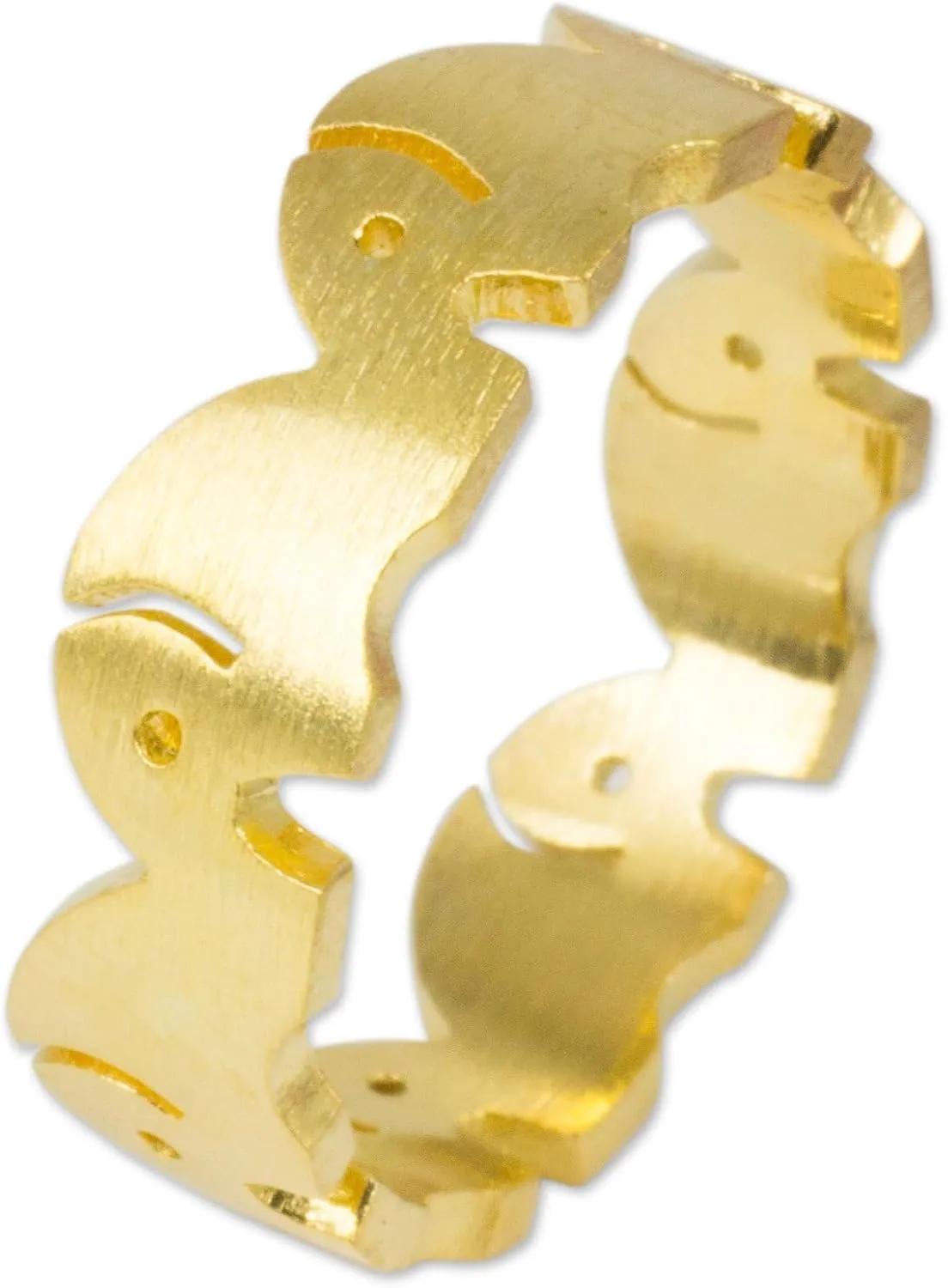 Band Ring Elephant Thailand .925 Sterling Silver Plated Animal Themed 'Pachyderm Party' NOVICA upsurge Artisan Handcrafted 24k Gold Vermeil 