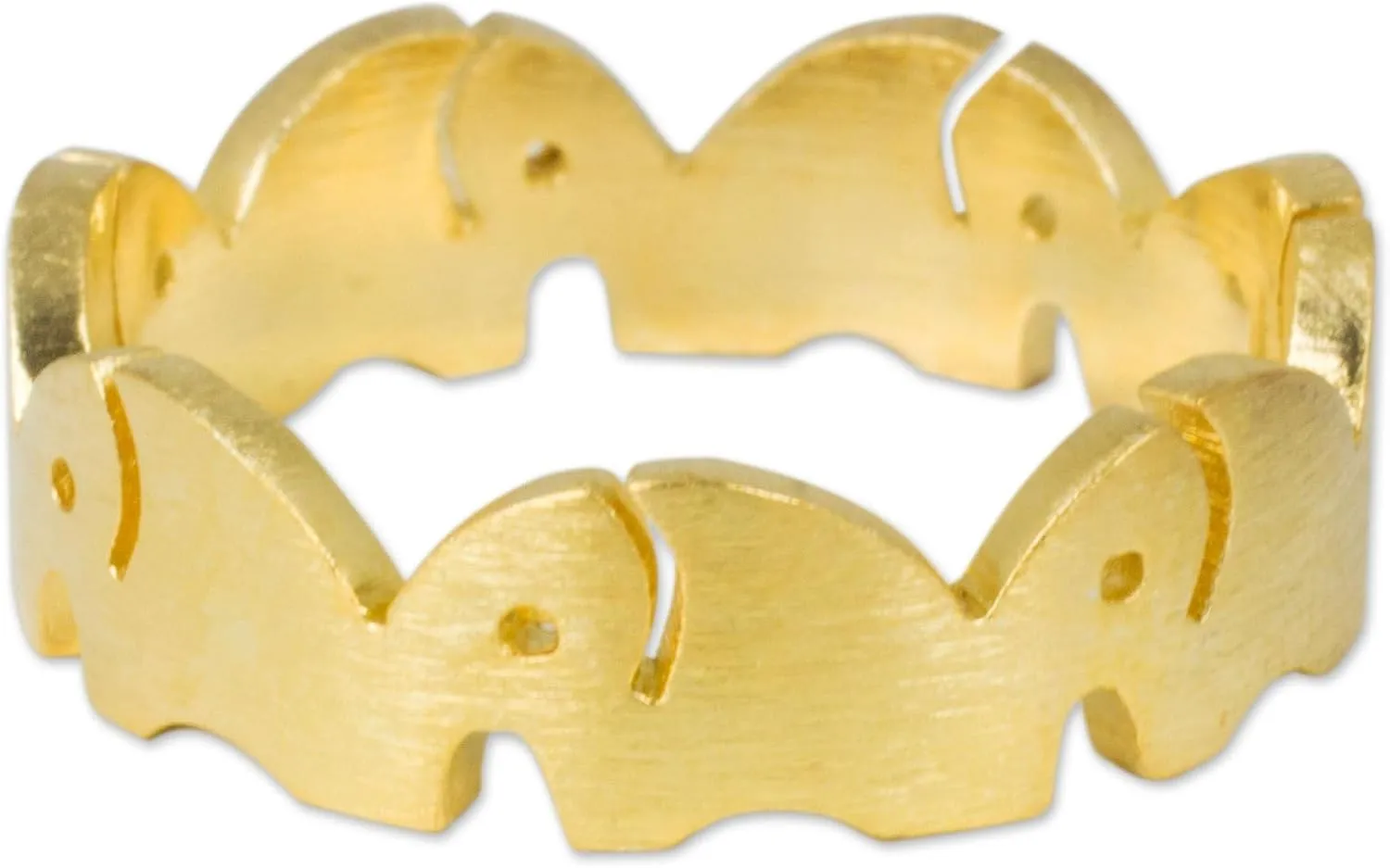Band Ring Elephant Thailand .925 Sterling Silver Plated Animal Themed 'Pachyderm Party' NOVICA upsurge Artisan Handcrafted 24k Gold Vermeil 