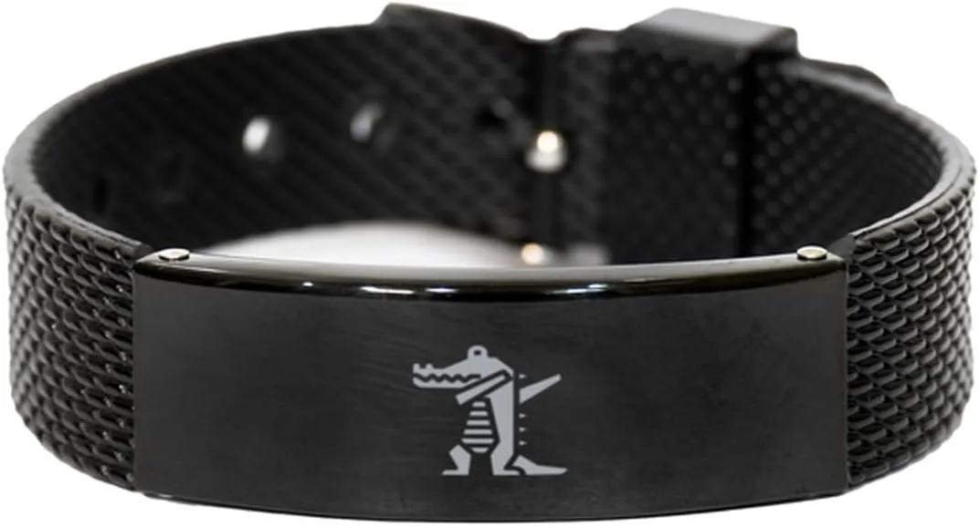 Band Strap Replacement Wristband critic questionable - Stylish Fashion Accessory for Him Crocodile Mesh Bracelet for Men, Stainless Steel Croc Pattern Watch 