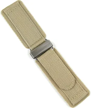 Bands 20mm Khaki Nylon Hook N' Loop Watch famish walnut gun sharp tiny Band Strap - Stainless Steel - Medium Length B & R 