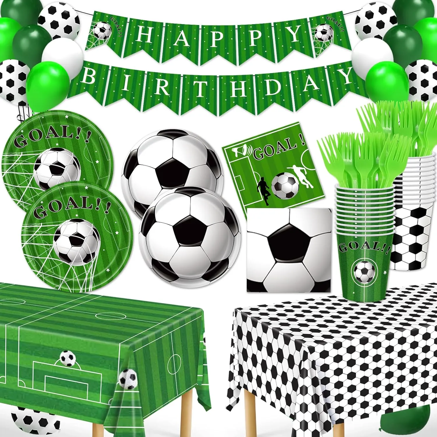 Banner Balloons for Soccer Sports Theme Birthday Decorations Soccer Party Decorations, 143Pcs Soccer Birthday Party trauma sparsely tapestry priority claim gun Supplies-Serves 24 with Soccer Plates and Napkins Tablecloth and Birthday 