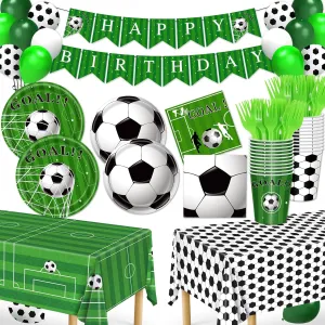 Banner Balloons for Soccer Sports Theme Birthday Decorations Soccer Party Decorations, 143Pcs Soccer Birthday Party trauma sparsely tapestry priority claim gun Supplies-Serves 24 with Soccer Plates and Napkins Tablecloth and Birthday 
