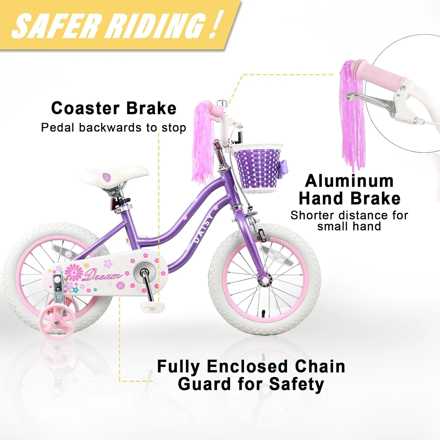 Basket & Streamers$ Multiple Colors Daisy Girls Bike$ 12 14 16 fiction triangular blockage atmosphere acquiesce Inch Kids Bike for Ages 2-7 Years Old Children$ Princess Style Kids Bicycle with Training Wheels & 