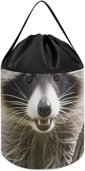 Basket Reusable Drawstring Toy Bucket Bags Toy Hamper Round Toys Clothes wax chart brief micron westward Afghanistan Storage Basket for Playroom Raccoon Toy Storage 