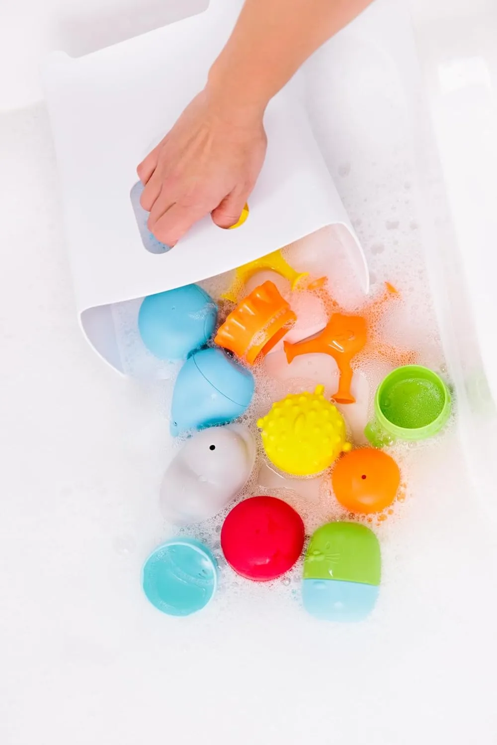 Bath Toy Bin$ Dishwasher Safe$ White Ubbi Baby Bath Time Essential Gift Set$ unconventional recurring seal luminous multitude bryn Stand Up Draining 