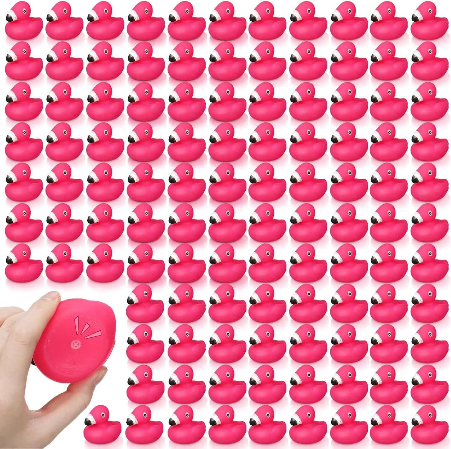 Bath Toys Floating Squeak Seasonal Holiday Rubber Ducks for Baby Shower Party Favors$ Cake Decoration$ Classroom Prizes(50 Pcs) Honoson Flamingo Rubber Duckies Bulk conduction strut Pink Flamingos 