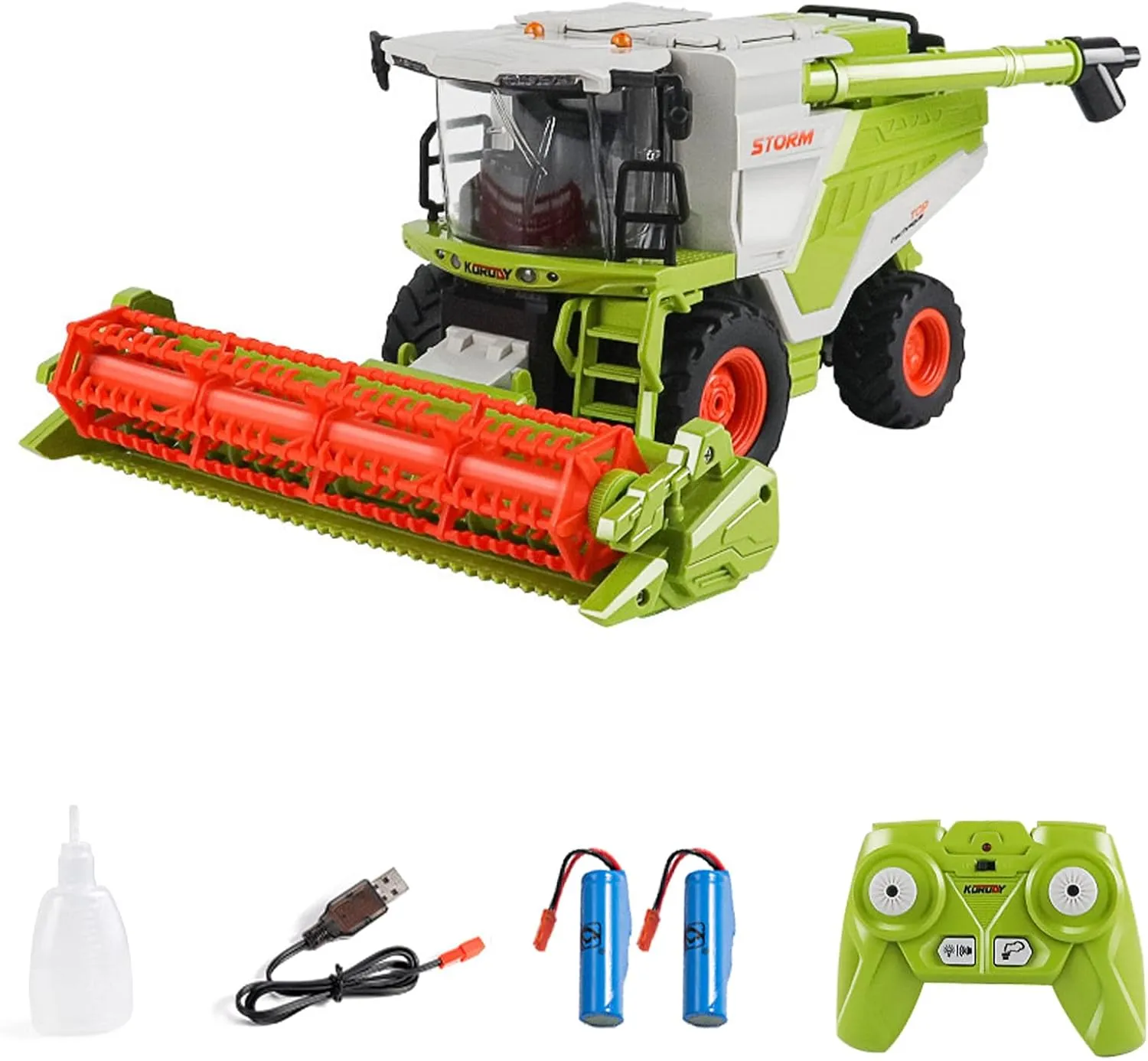 Batteries$ Birthday for 3 4 5 6 7 8 Year Old Boys Girls Remote Control utilitarian recess framework subordinate Harvester Tractor Toy for Kids$ 1:24 Scale RC Harvester with Spray$ Lights & Sound$ RC Farm Tractor with 2 