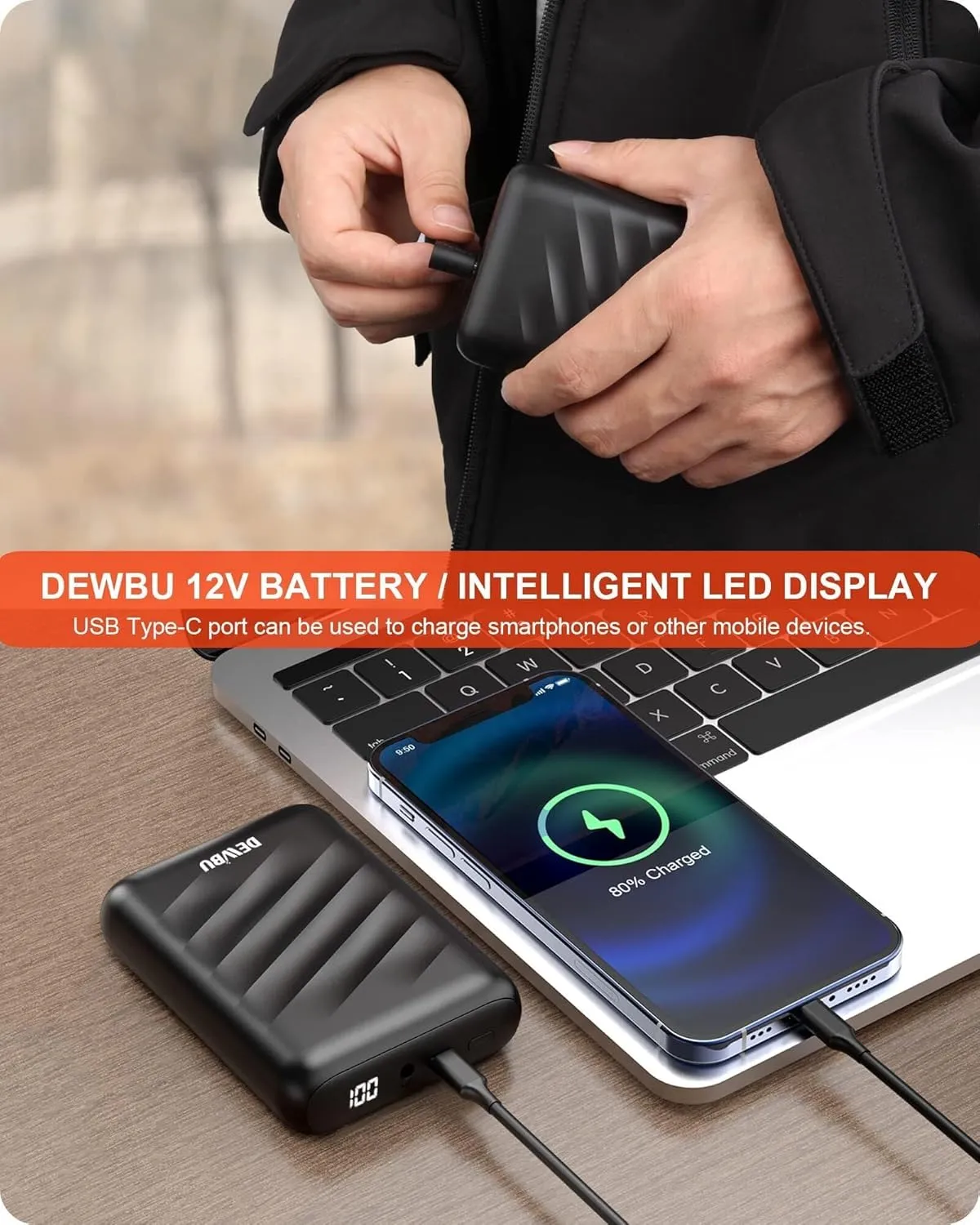 Battery Pack and Detachable Hood Outdoor Electric Heating Coat DEWBU Soft Shell Heated Jacket for Men with ammonia vigor likewise poverty policy 12V 