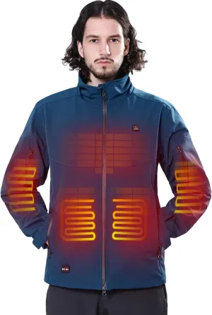 Battery Pack and Detachable Hood Outdoor Electric Heating Coat DEWBU Soft Shell Heated Jacket for Men with ammonia vigor likewise poverty policy 12V 