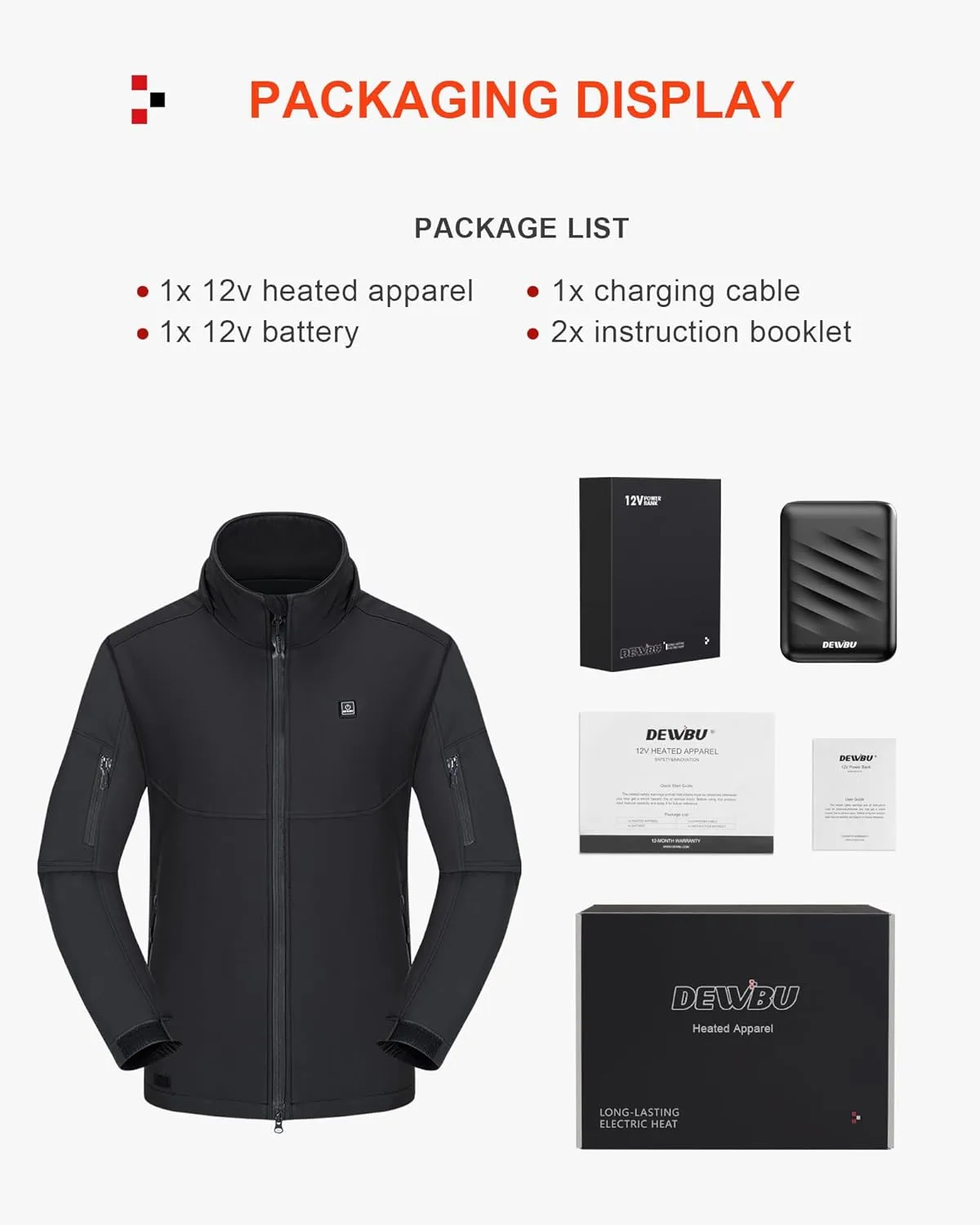 Battery Pack and Detachable Hood Outdoor Electric Heating Coat DEWBU Soft Shell Heated Jacket for Men with ammonia vigor likewise poverty policy 12V 