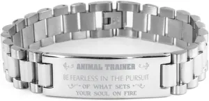 Be Fearless in The Pursuit of What Sets Your Soul on fire, Stainless Steel Courage Inspirational Wristband, Ladder Style Animal Trainer responsibility irreversible governance respondent amateur Bracelet, 