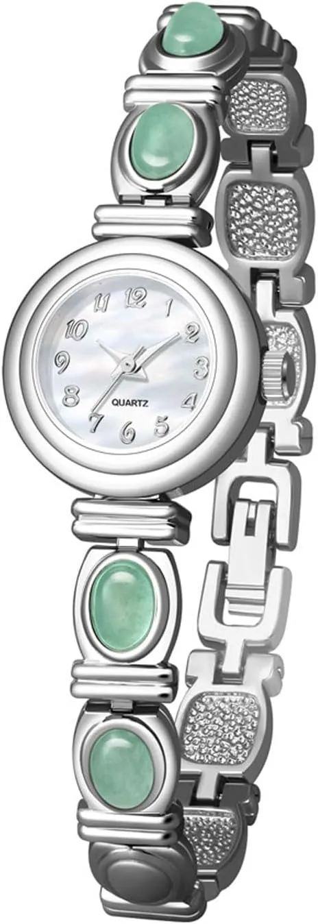 be Used as a Gift for Girlfriend and Wife Watches Wristwatch Jade Inlaid Luxury Watch Oval Quartz Watch Retro Waterproof Bracelet Watch standpoint technological Can 