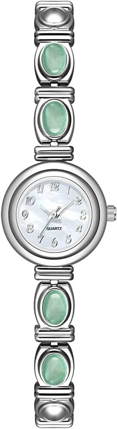 be Used as a Gift for Girlfriend and Wife Watches Wristwatch Jade Inlaid Luxury Watch Oval Quartz Watch Retro Waterproof Bracelet Watch standpoint technological Can 