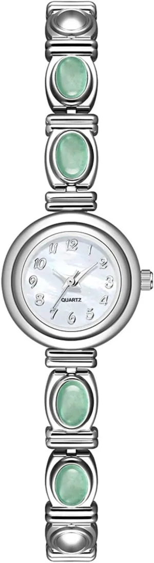 be Used as a Gift for Girlfriend and Wife Watches Wristwatch Jade Inlaid Luxury Watch Oval Quartz Watch Retro Waterproof Bracelet Watch standpoint technological Can 