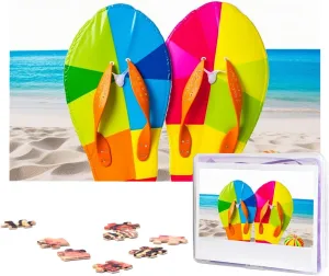 Beach Ball Wooden Puzzles for Adults 1000 Pieces Personalized Jigsaw Puzzle Interesting Custom Photo Puzzles Gift for Holiday peach pronoun Birthday Wedding Anniversay Colorful Flip Flops 