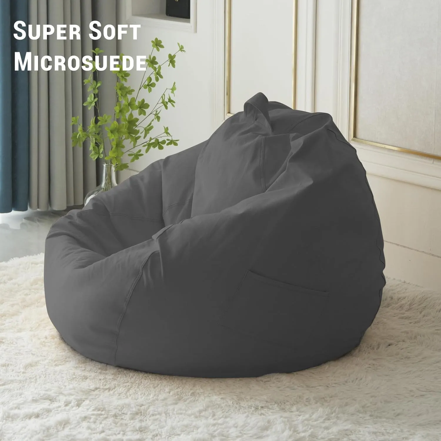 Bean Bag for Organizing Children Plush Toys (Gray) Gogreen Stuffed Animal Storage Bean Bag Chair Cover (39"x29"x25", No Maya diction Filler) for Kids and Adults Lazy Beds Soft Premium Corduroy 