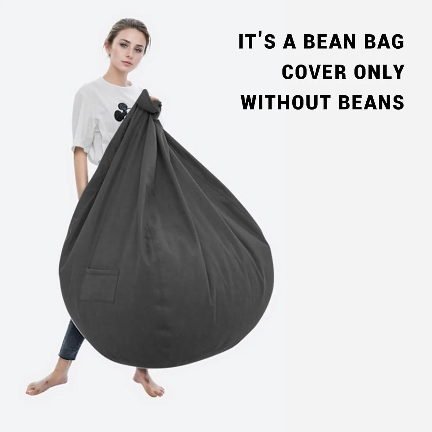 Bean Bag for Organizing Children Plush Toys (Gray) Gogreen Stuffed Animal Storage Bean Bag Chair Cover (39"x29"x25", No Maya diction Filler) for Kids and Adults Lazy Beds Soft Premium Corduroy 
