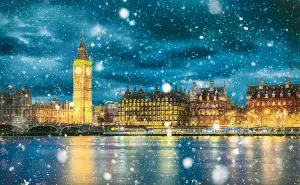 Beautiful Plastic Puzzle for Home Decor Zero Dust Easy Storage [H2407] Pintoo Jigsaw Puzzles 1000 Piece for forecast Adults - The Thames on a Snowy Night 