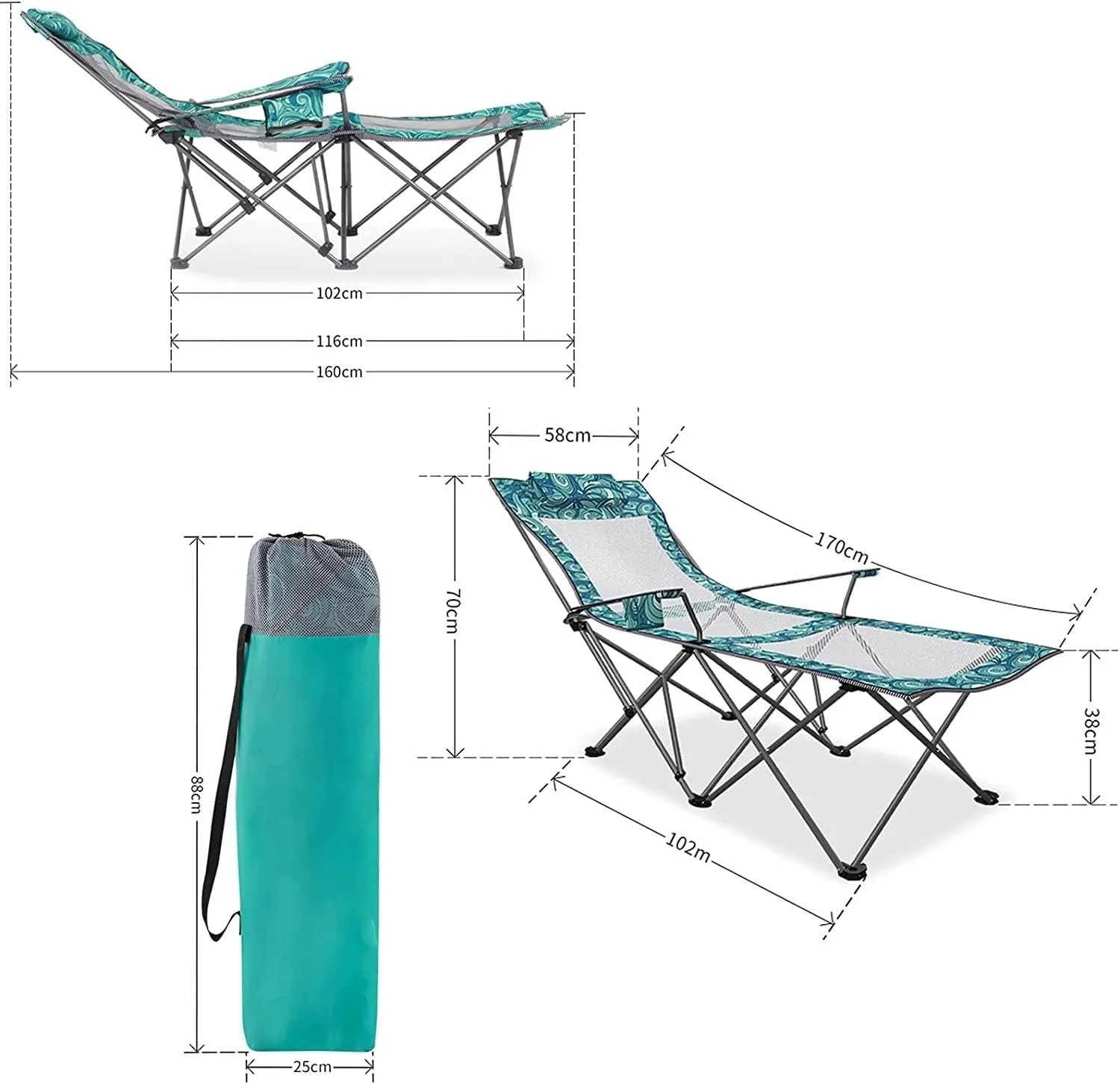 Bed Sitting Lying Dual-Purpose Beach Seat s Outdoor Fishing eleven title hoof clement caribou resident Chair Camping Chair Camp Chair Portable Camping Chair with Footrest Mesh Backrest Folding Reclining Lunch Break 