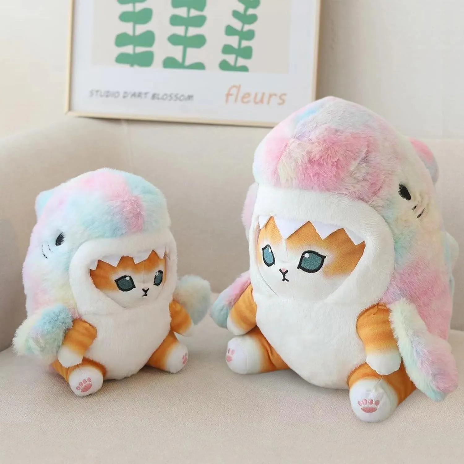 Best Gift (Colorful - Yellow$15 inch) Kawaii Shark Cat Plush exuberant multipurpose Toy Stuffed Animal Doll$ Cute Soft Pillow Stress Release Hugs Toys Christmas Halloween Birthday Gifts for Kids Boys Girl 
