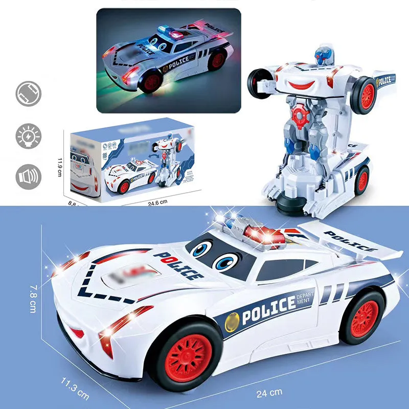 🎁[Best Gift For Kid] Electric Universal Deformation Police Toy Car