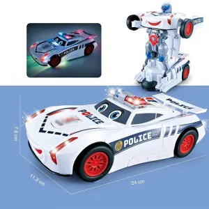 🎁[Best Gift For Kid] Electric Universal Deformation Police Toy Car