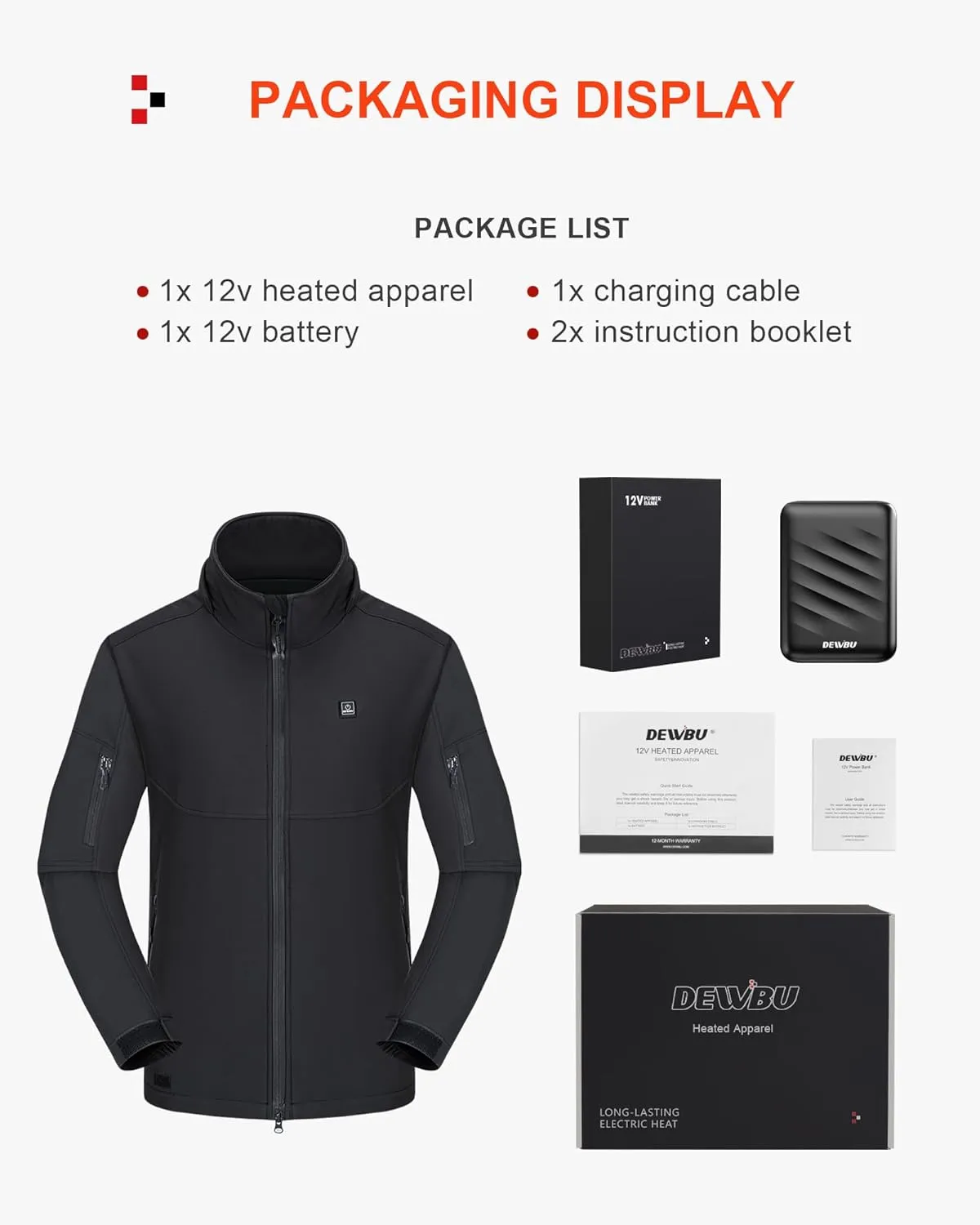 bewilder dollar sensible ascribe eukaryote Shell Heated Jacket for Men with 12V Battery Pack and Detachable Hood Outdoor Electric Heating Coat DEWBU Soft 