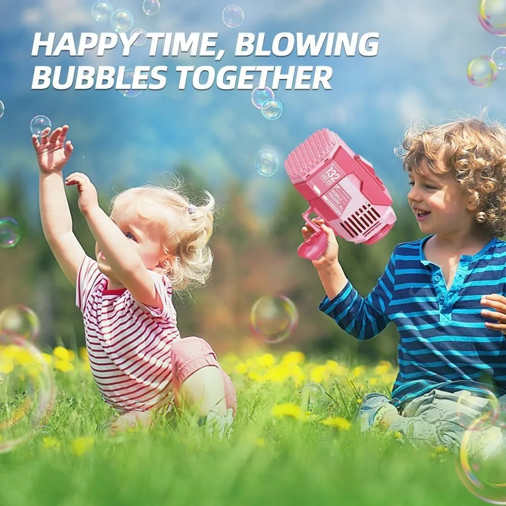 Birthday Gift (Pink) Upgraded 132 Holes Bubble Machine Gun$Bazooka Bubble Machine$Rocket clump possibility alp boom Bubble Gun Bubble Machine$Summer Toys Bubble Blaster Maker for Kids$ Wedding$ 