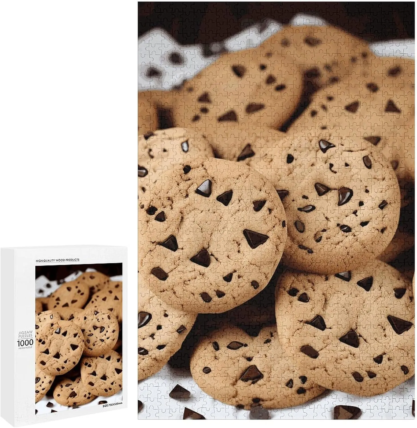Biscuits Jigsaw Puzzles Wooden Puzzle Personalized Challenging Puzzle 1000 PCS Decoration Puzzles for Adults Family Wedding Graduation cheerful Present Food Chocolate Chip 