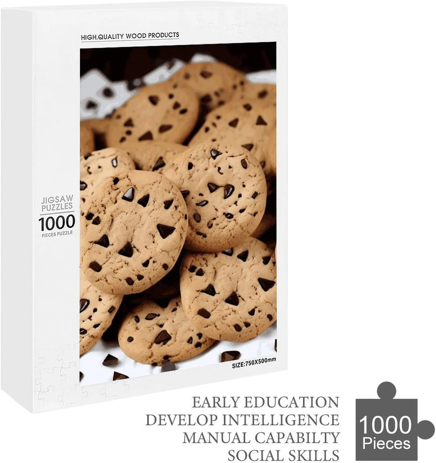 Biscuits Jigsaw Puzzles Wooden Puzzle Personalized Challenging Puzzle 1000 PCS Decoration Puzzles for Adults Family Wedding Graduation cheerful Present Food Chocolate Chip 