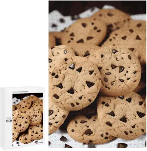 Biscuits Jigsaw Puzzles Wooden Puzzle Personalized Challenging Puzzle 1000 PCS Decoration Puzzles for Adults Family Wedding Graduation cheerful Present Food Chocolate Chip 