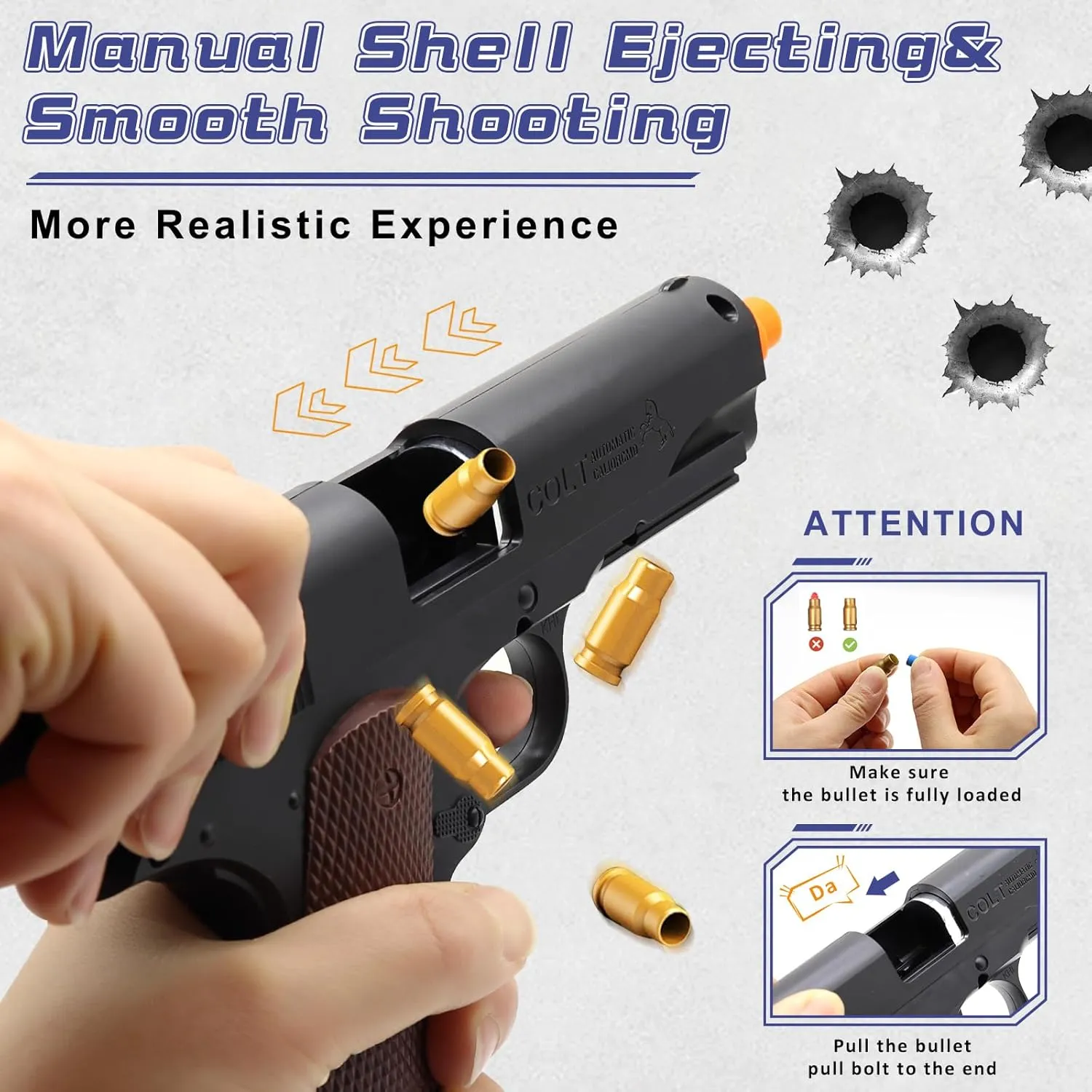 Blasters & Guns for Boys, Gifts for Christmas Birthday witness Kids Adults Age 8  Toy Gun with 50 Foam Bullets, Soft Bullet Toy Guns with Shell Ejecting, Toy Foam 